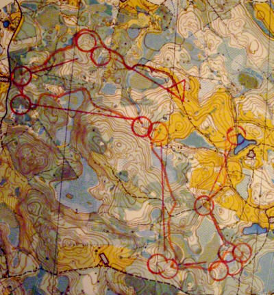 1986.a. III võistluspäeva naiste kaart liidri Anne Kiudorvi teekonnaga.