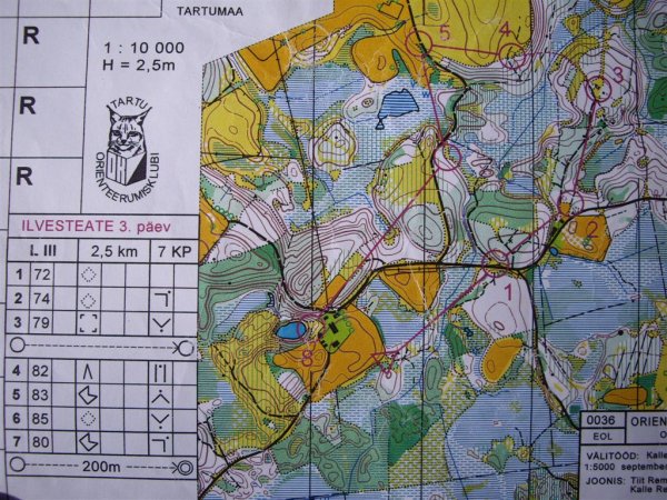 2000.a. Noorte-Ilves 3p., 3. vahetuse elementaarne rada. 3dast 4dasse kontrollpunkti viib tähistatud lõik, mida oli vaja nõgestest puhastada.